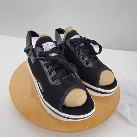 Black Slingback Sandal with Wedge Heel - Picture 3 of 8